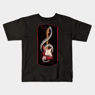 Bass guitar with motivational Pick up your guitar and play Kids T-Shirt